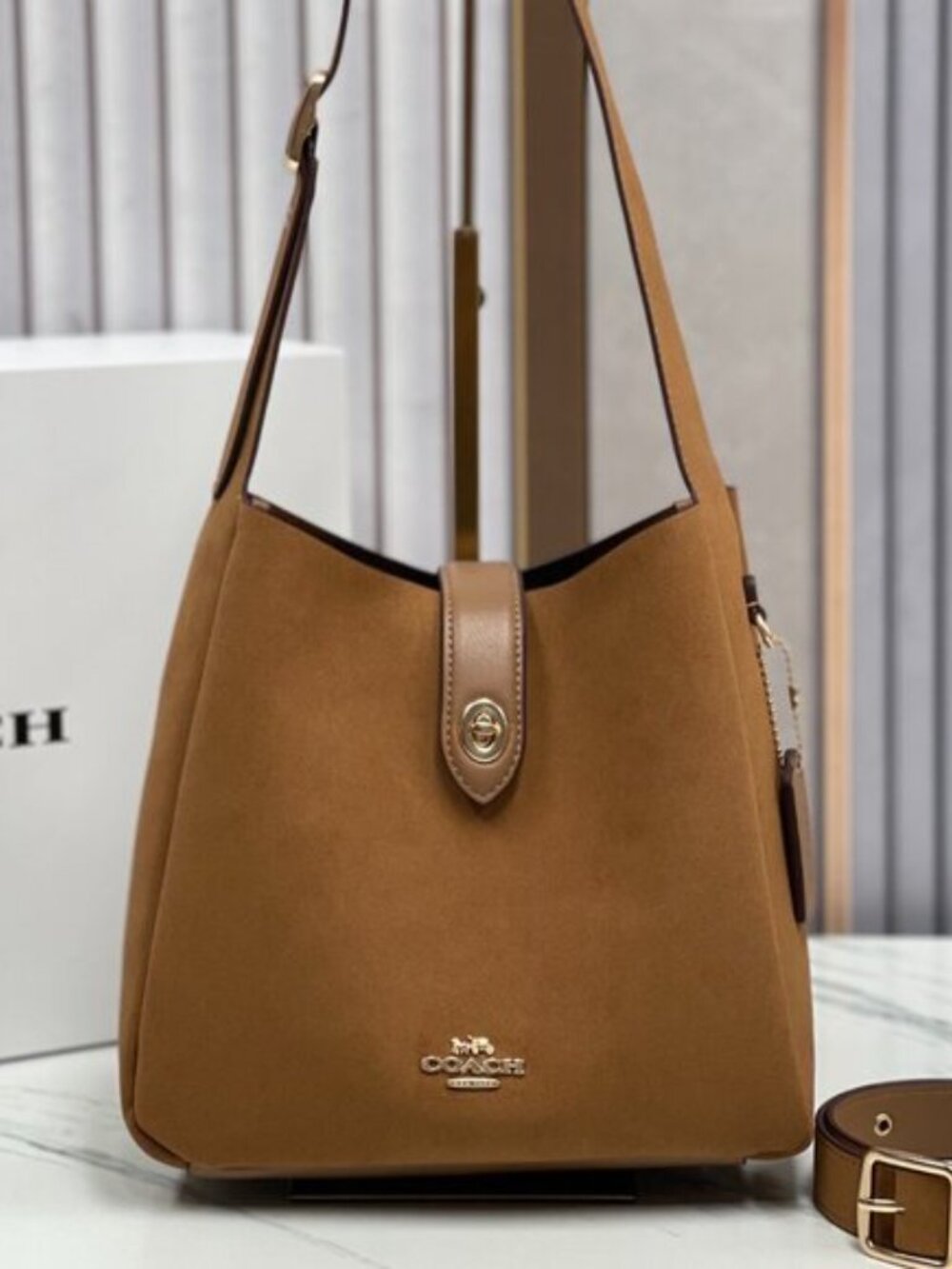 COACH Hadley Convertible Crossbody Bag Suede CW004 Brown Outlet New - Picture 9 of 10